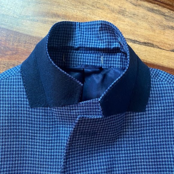 Blue Mini Check Wool Blazer [Venice Tailors] - Picture 6 of 8